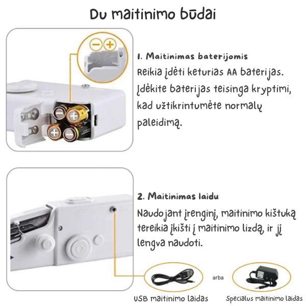 Nešiojama rankinė siuvimo mašinėlė su priedais