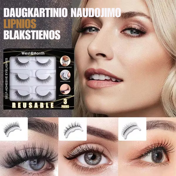 Savaime prilimpančios dirbtinės blakstienos be klijų