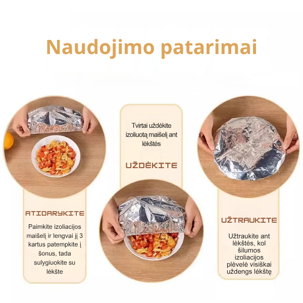 Aliumininiai termoizoliaciniai maisto uždangalai