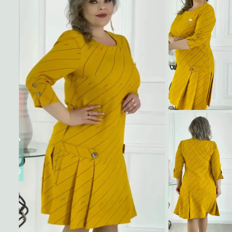 Patogi elegantiška klostuota suknelė