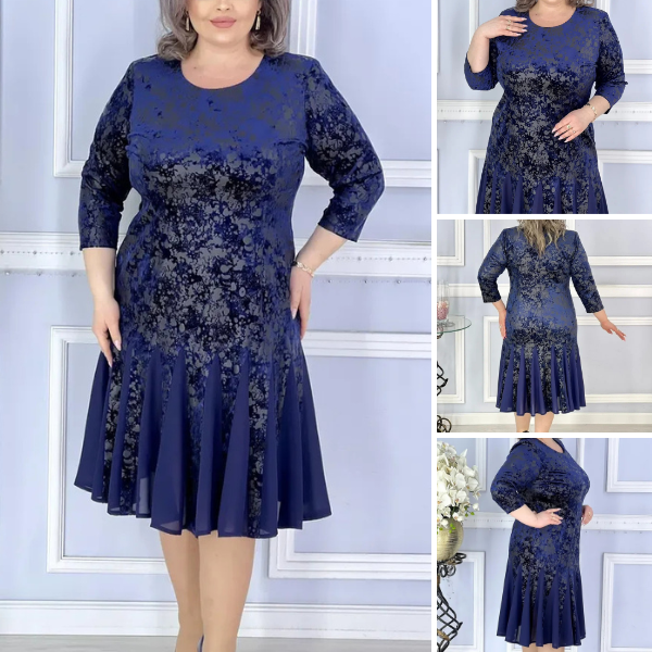 Elegantiška blizgi klostuota suknelė