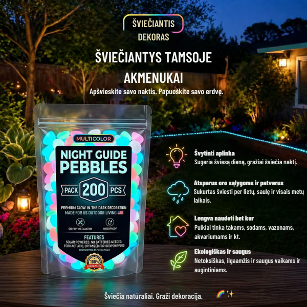Šviečiantys dekoratyviniai akmenukai