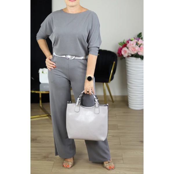 Elegantiškas 3 dalių komplektas su kardiganu, palaidine ir kelnėmis