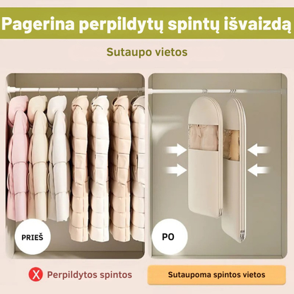 Pakabinamas suspaudžiamas drabužių laikymo maišas