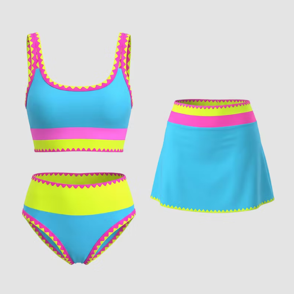 Trijų dalių moteriškas bikini komplektas