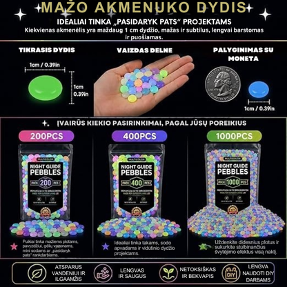 Šviečiantys dekoratyviniai akmenukai