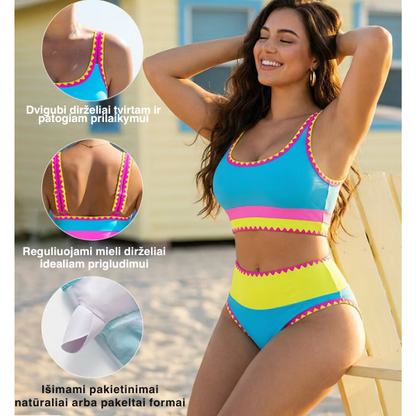 Trijų dalių moteriškas bikini komplektas