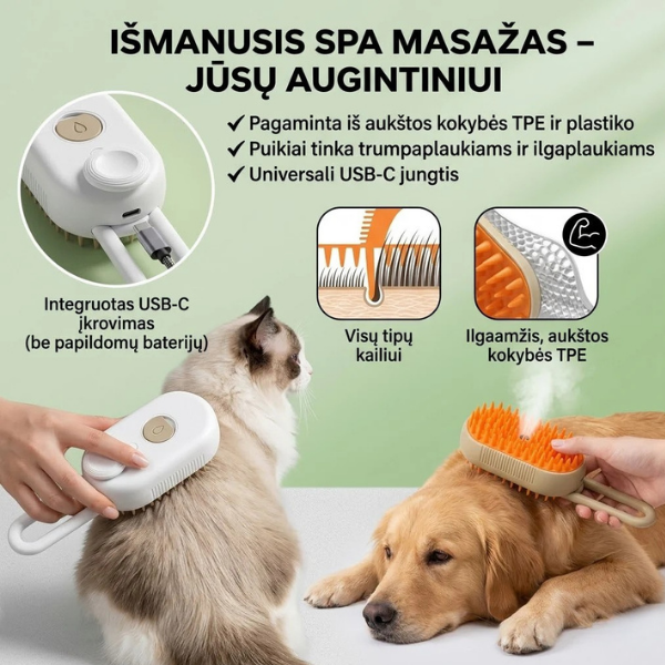 Išmanusis garinis šepetys augintiniams