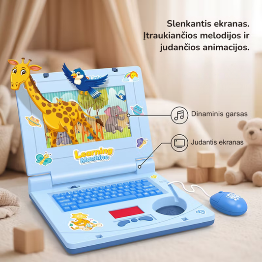 Interaktyvus edukacinis žaislinis nešiojamas kompiuteris