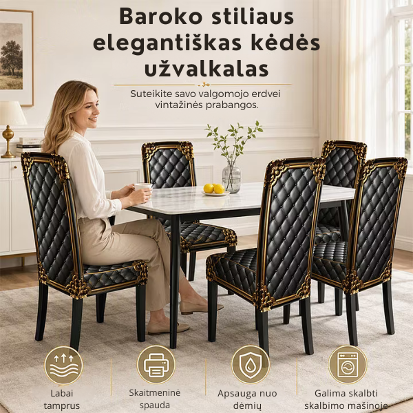 Elegantiškas elastingas kėdės užvalkalas