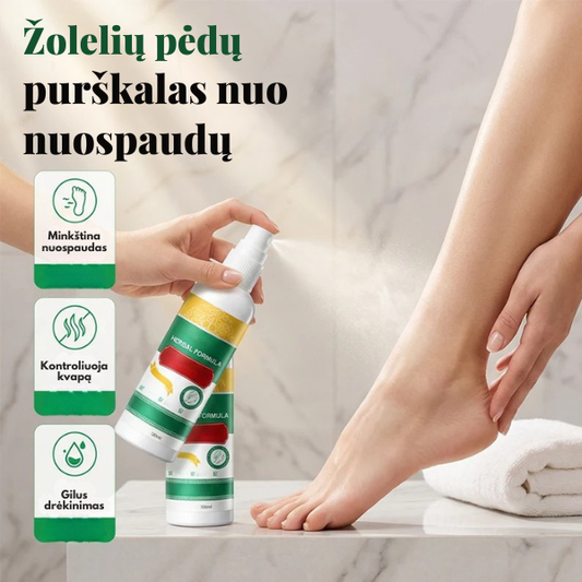 Gaivinantis pėdų purškalas nuo nuospaudų