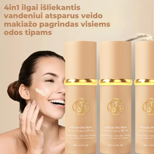4in1 ilgai išliekantis vandeniui atsparus veido makiažo pagrindas visiems odos tipams