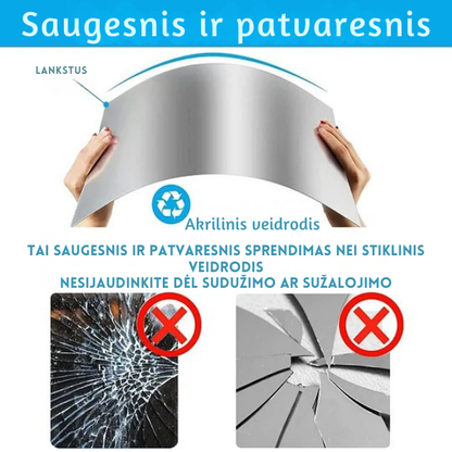 Veidrodinė plėvelė - nedūžtantis, drėgmei atsparus veidrodis DIY
