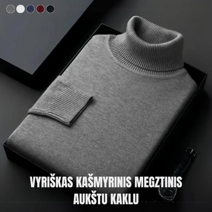 Vyriškas kašmyrinis megztinis aukštu kaklu