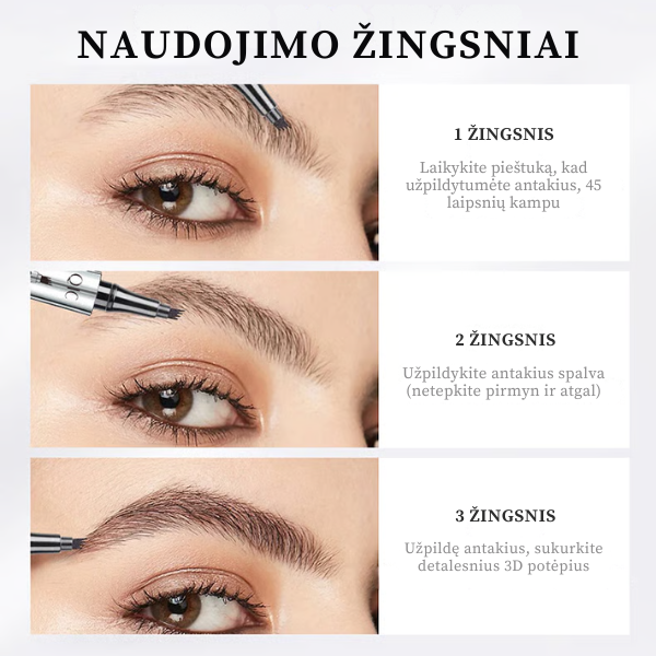 3D vandeniui atsparus mikropigmentacijos antakių pieštukas