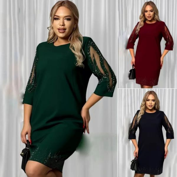 Madinga ir elegantiška suknelė su blizgiais karoliukais