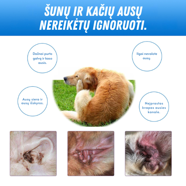 Švelnus ausų valiklis šunims ir katėms