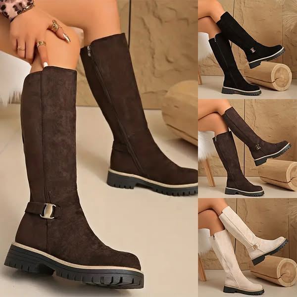 Ilgaauliai batai su neslystančiu storu guminiu padu