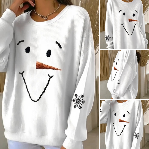 Moteriškas kalėdinis megztinis su senio besmegenio spauda