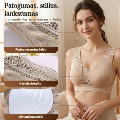 Moteriška patogi liemenėlė su nėrinių detalėmis
