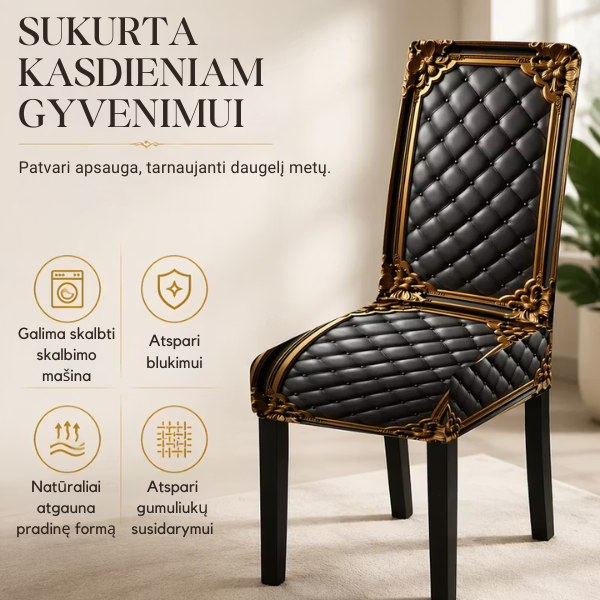 Elegantiškas elastingas kėdės užvalkalas