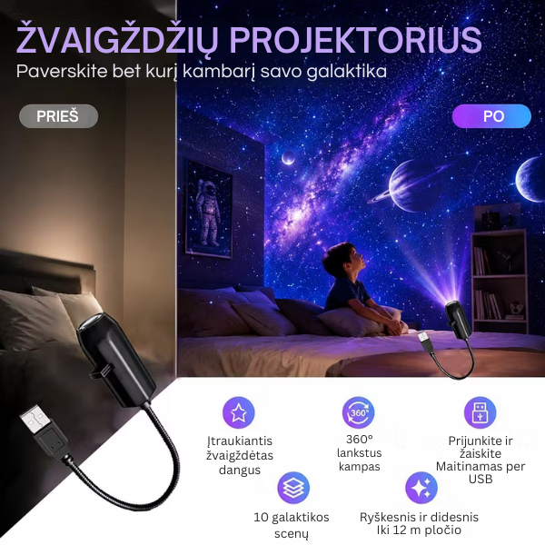 HD žvaigždėto dangaus projektorius
