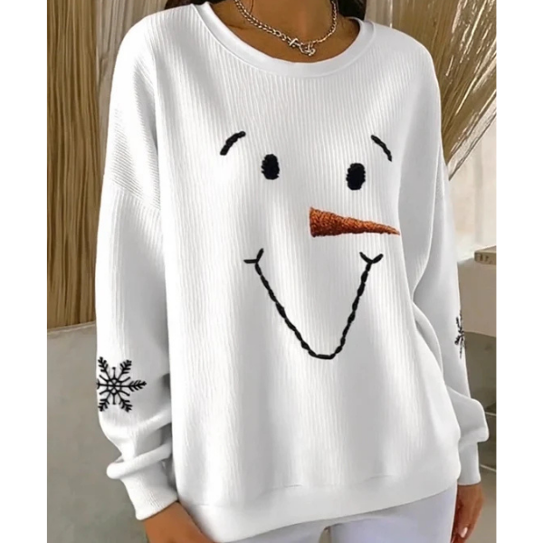 Moteriškas kalėdinis megztinis su senio besmegenio spauda