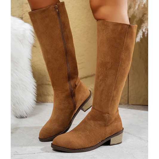 Stilingi aukšti zomšiniai moteriški batai