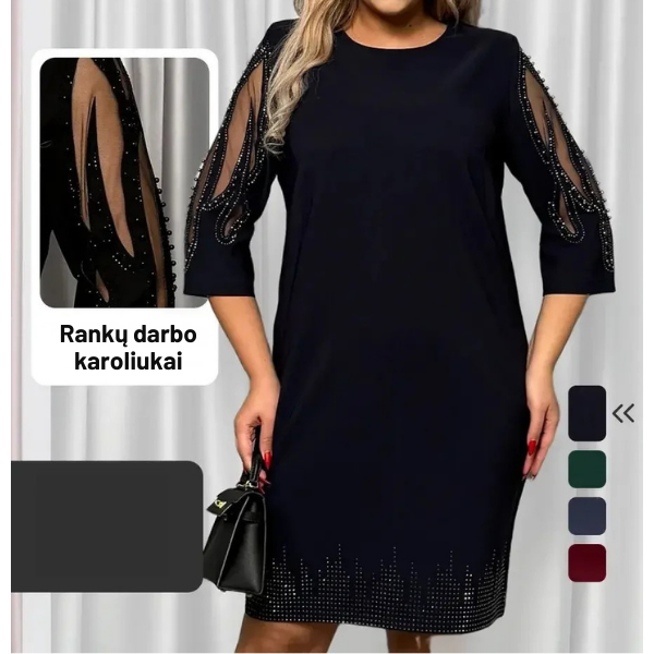 Madinga ir elegantiška suknelė su blizgiais karoliukais