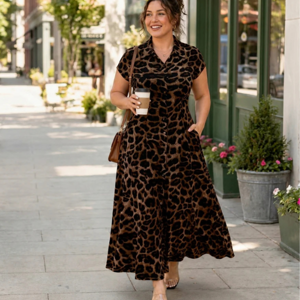 Elegantiška suknelė su leopardo raštu