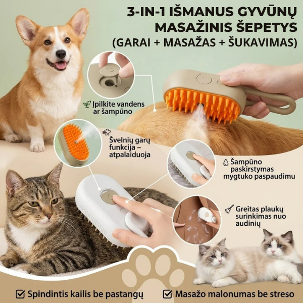 Išmanusis garinis šepetys augintiniams