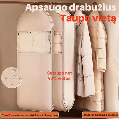 Pakabinamas suspaudžiamas drabužių laikymo maišas