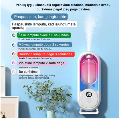 Automatinis kvapų difuzorius su laikmačiu ir LED apšvietimu
