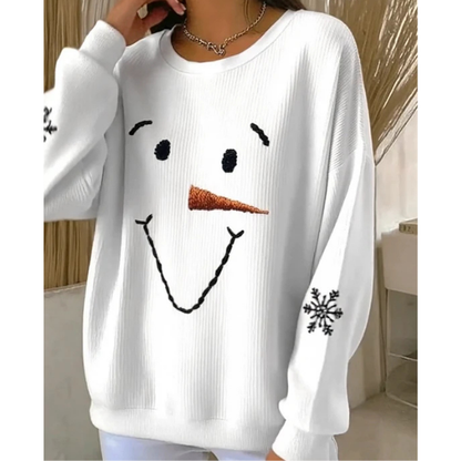 Moteriškas kalėdinis megztinis su senio besmegenio spauda