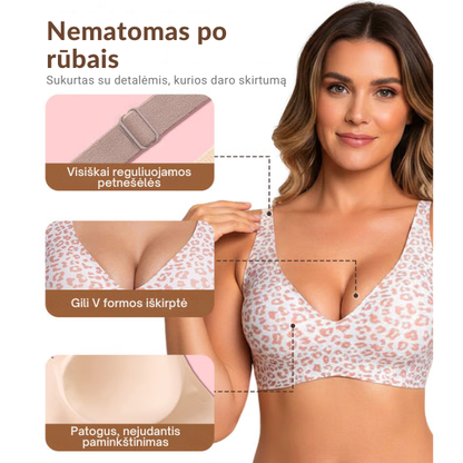 Besiūlė moteriška „Push-Up“ liemenėlė su gilia V iškirpte