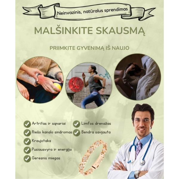 Magnetinė apyrankė su dobilo ir begalybės simboliu