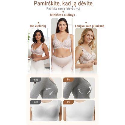 Besiūlė moteriška „Push-Up“ liemenėlė su gilia V iškirpte