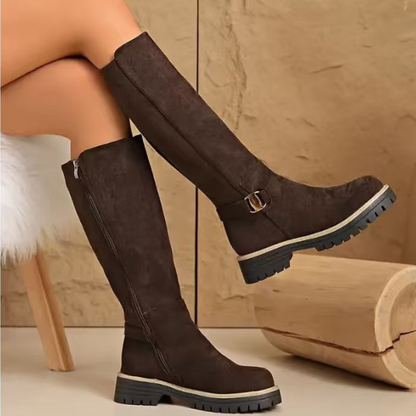 Ilgaauliai batai su neslystančiu storu guminiu padu