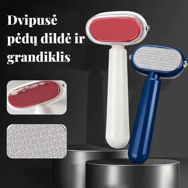 Dvipusė pėdų dildė ir grandiklis