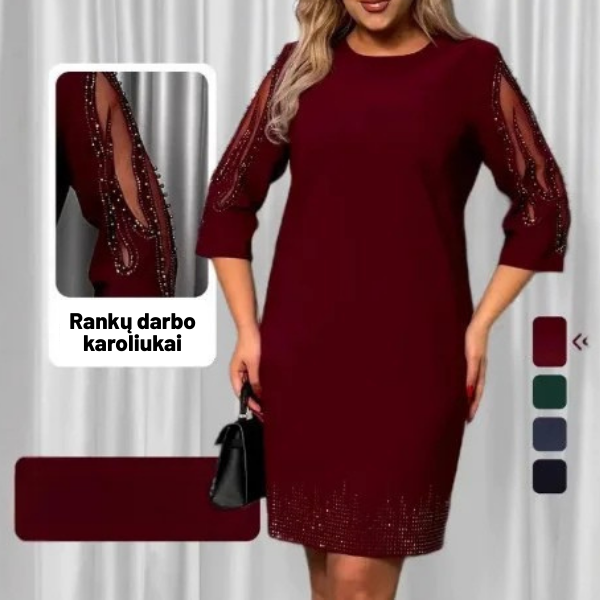 Madinga ir elegantiška suknelė su blizgiais karoliukais