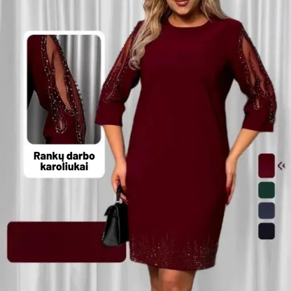 Madinga ir elegantiška suknelė su blizgiais karoliukais