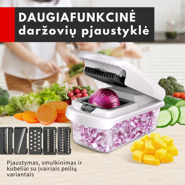 Daugiafunkcinė daržovių pjaustyklė su keičiamais peiliukais