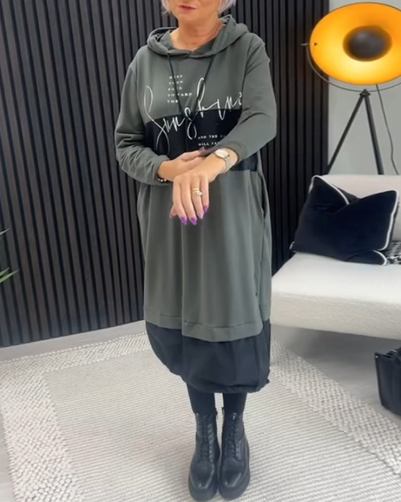Patogi laisvalaikio suknelė su kapišonu