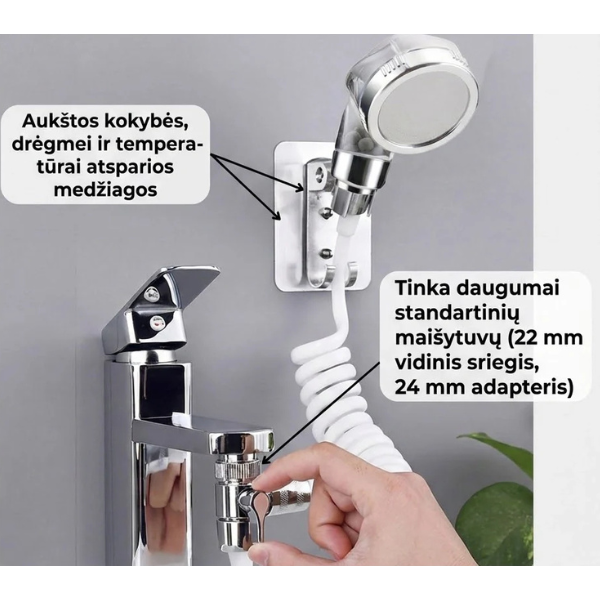 Universalus maišytuvo antgalis su lanksčia žarna