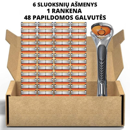 Keičiamų skutimosi peiliukų rinkinys + rankena dovanų