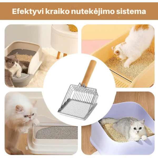 Metalinis dvigubas kačių kraiko semtuvas