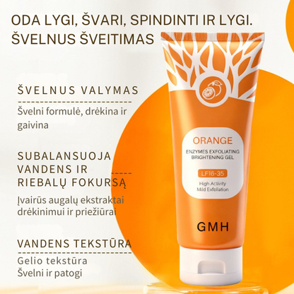 Apelsinų fermentų šveičiamasis gelis – švelnus negyvos odos šalinimas