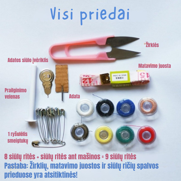 Nešiojama rankinė siuvimo mašinėlė su priedais