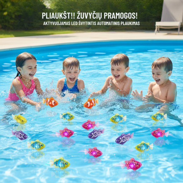 LED plaukiojančios žuvytės voniai – 4 vnt.