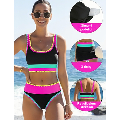 Trijų dalių moteriškas bikini komplektas